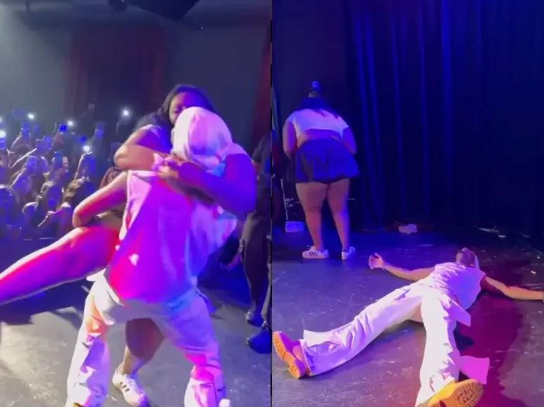 Moment Young Jonn Attempted To Lift A Plus-size Woman At A Show (Video)