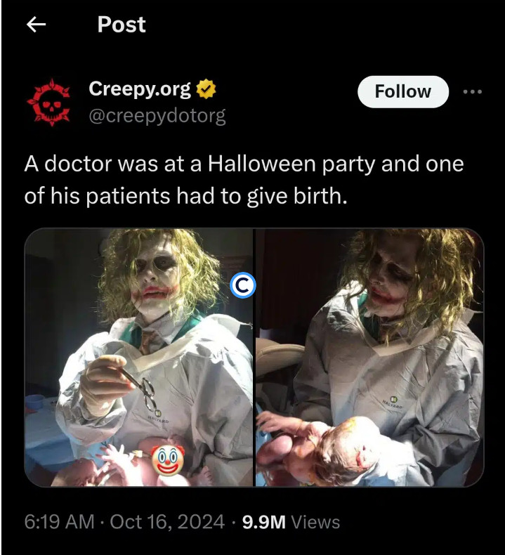 Doctor delivers baby in Halloween costume after emergency call during party