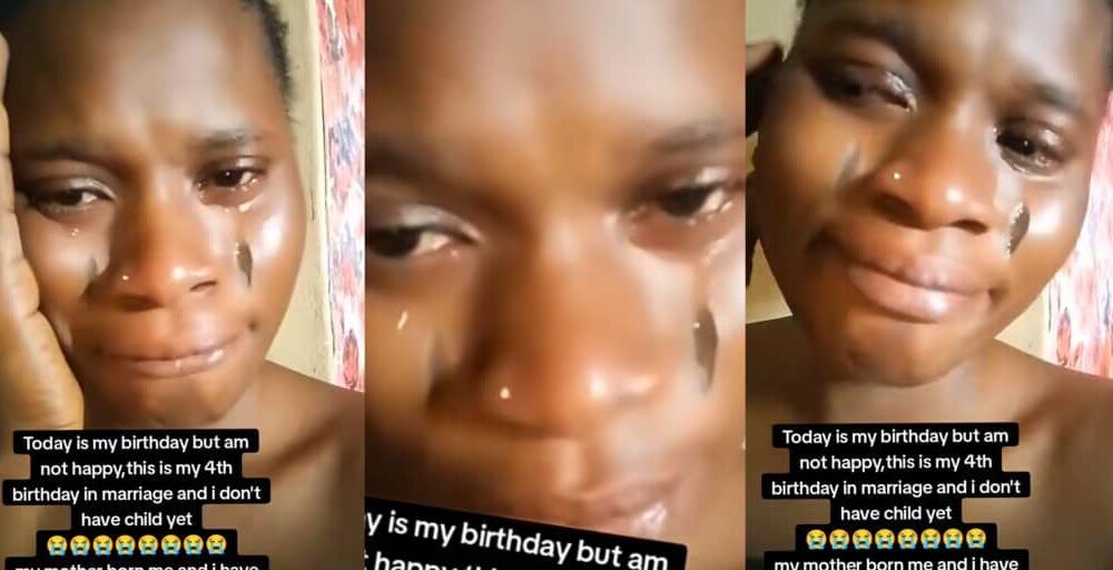 Wife breaks down in tears on fourth birthday in marriage without a child